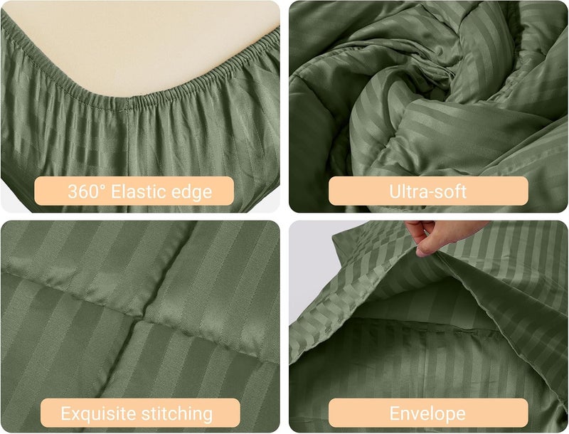 ZPECC Toddler Bedding Set - 4 Piece Hypoallergenic Baby Crib Bedding Set for Boys and Girls, Includes Toddler Comforter, Flat Sheet, Fitted Sheet and Pillowcase, Olive Green - Image 3